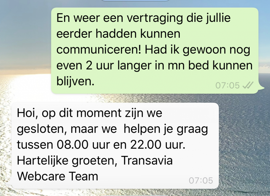 WhatsApp chat Transavia 4 - straightfrom.nl
