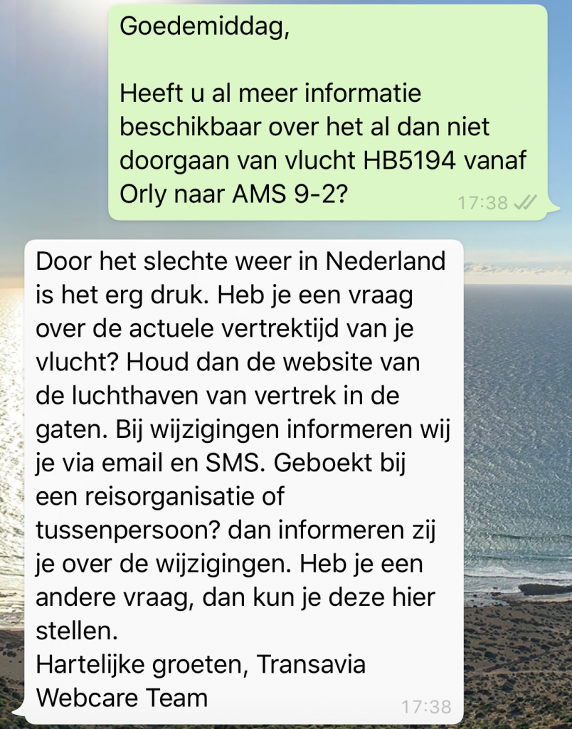 WhatsApp chat Transavia 1 - straightfrom.nl